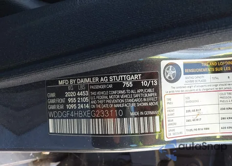 2014 Mercedes-Benz C 250 Sport from USA, damaged, VIN WDDGF4HBXEG233110